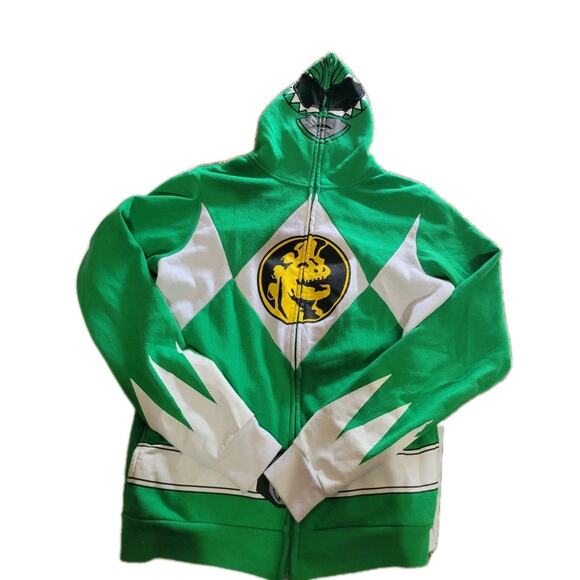 Mighty Morphin Power Rangers Costume Hoodie Full Zip Mens Small Green - Picture 1 of 7
